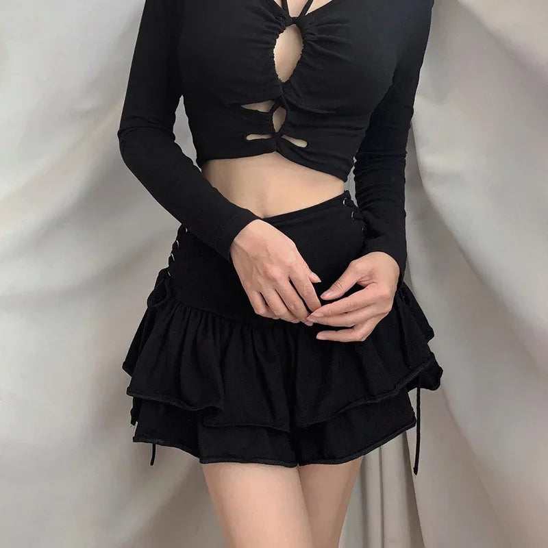 "Women’s Gothic Cake Skirt – High Waist Bandage Skirt for Dark Punk & Grunge Streetwear, Y2K Harajuku Clubwear" - Faith Affinity