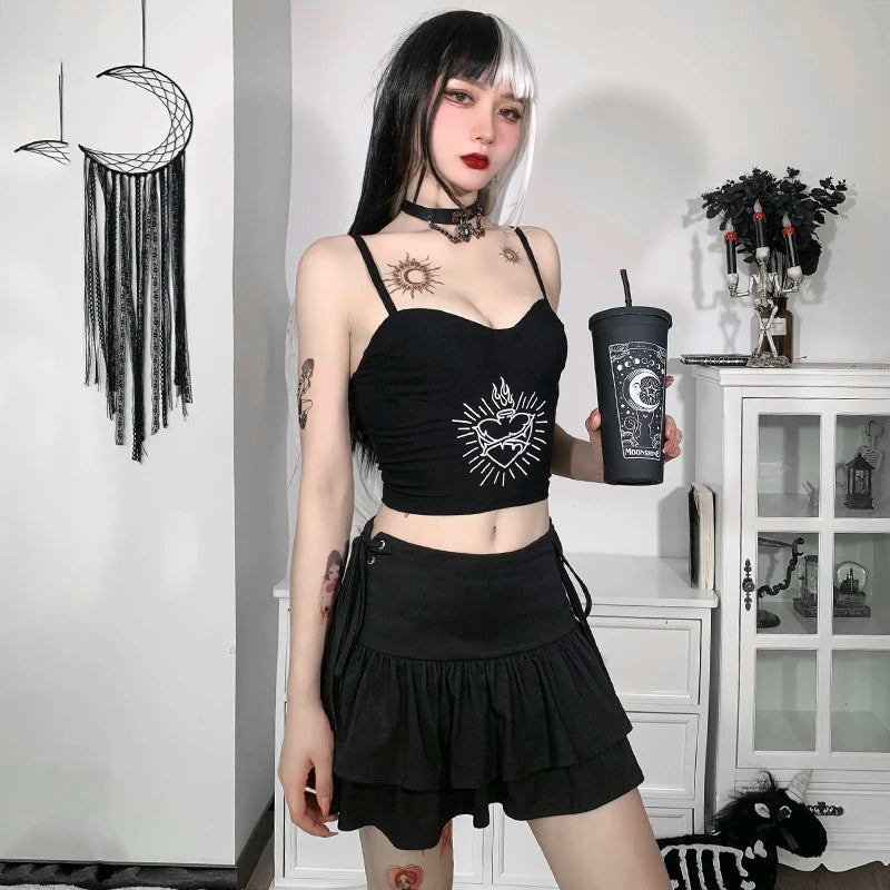 "Women’s Gothic Cake Skirt – High Waist Bandage Skirt for Dark Punk & Grunge Streetwear, Y2K Harajuku Clubwear" - Faith Affinity