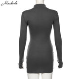 "Macheda Women's Elegant Autumn Winter Black Bodycon Dress - Turtleneck Slim Fit Ribbed Knitted Long Sleeve Mini Dress 2025" - Faith Affinity