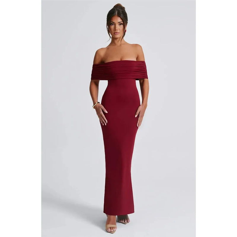 "Mozision Women's Strapless Backless Sexy Maxi Dress - Black Solid Off-Shoulder Sleeveless Bodycon Club Party Long Dress" - Faith Affinity