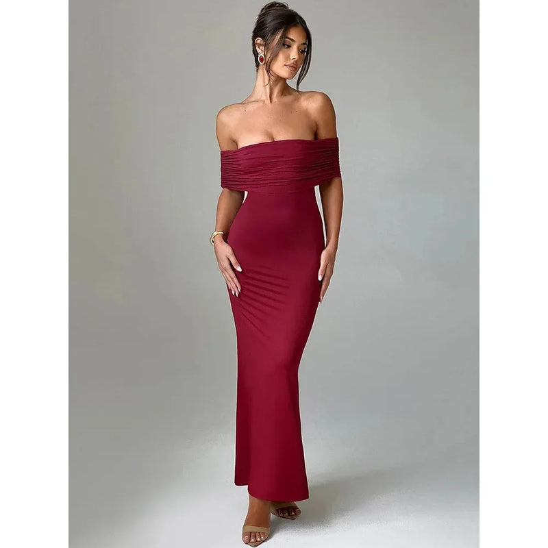 "Mozision Women's Strapless Backless Sexy Maxi Dress - Black Solid Off-Shoulder Sleeveless Bodycon Club Party Long Dress" - Faith Affinity