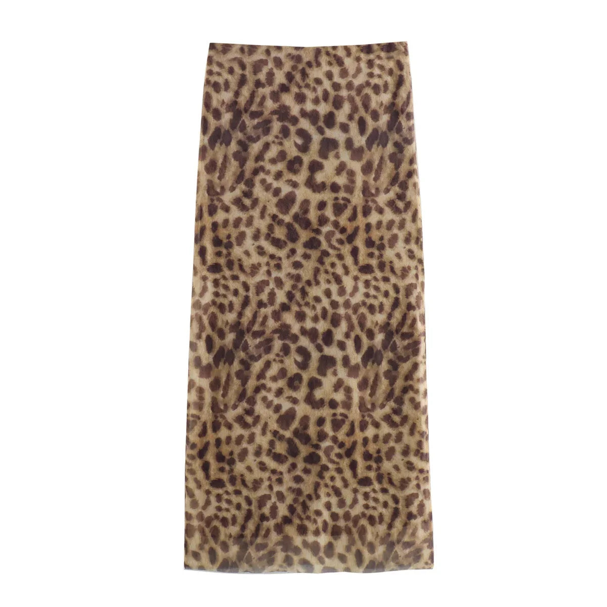 Women’s Leopard Print Tulle Midi Skirt - 2025 Summer High-Waist Elastic Long Skirt for Fashion Streetwear