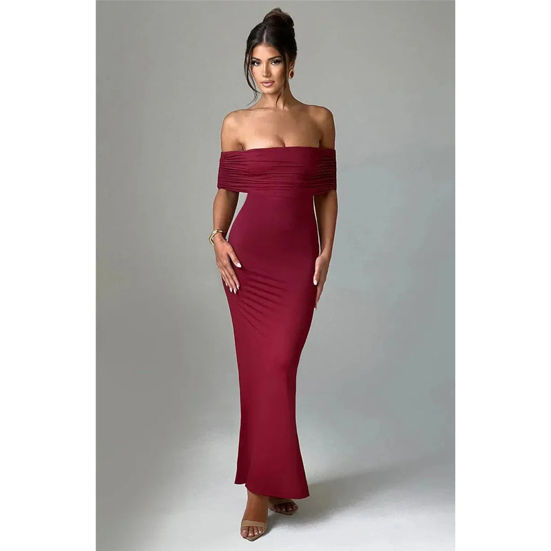 "Mozision Women's Strapless Backless Sexy Maxi Dress - Black Solid Off-Shoulder Sleeveless Bodycon Club Party Long Dress" - Faith Affinity