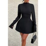 "Mozision Women's Long Sleeve Backless Sexy Mini Dress - Autumn Winter O Neck, High Waist A-Line, Club Party Elegant Dress" - Faith Affinity