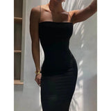 Women’s Summer Black Sexy Bodycon Dress - Sleeveless Backless Spaghetti Strap Casual Clubwear & Elegant Party Outfit - Faith Affinity