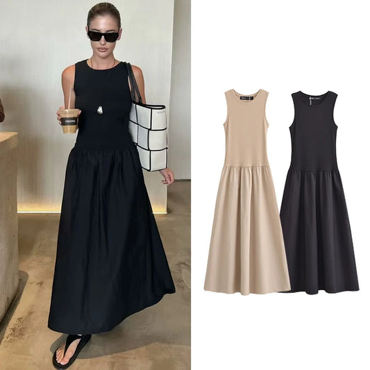 "TRAF 2024 Women's Summer Dress - Chic Slim Elegant Holiday Dress for Youth, Comfortable Street Style"