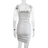 "Women’s Sexy Spaghetti Strap Bodycon Mini Dress - White Backless Party Evening Outfit, Nightclub Vestidos - Faith Affinity