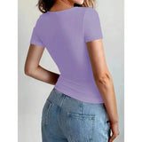 "Women's Scoop Neck Short Sleeve Crop Top - Slim Fit Summer T-Shirts, Cute Y2K Clothing 2025 Fashion" - Faith Affinity