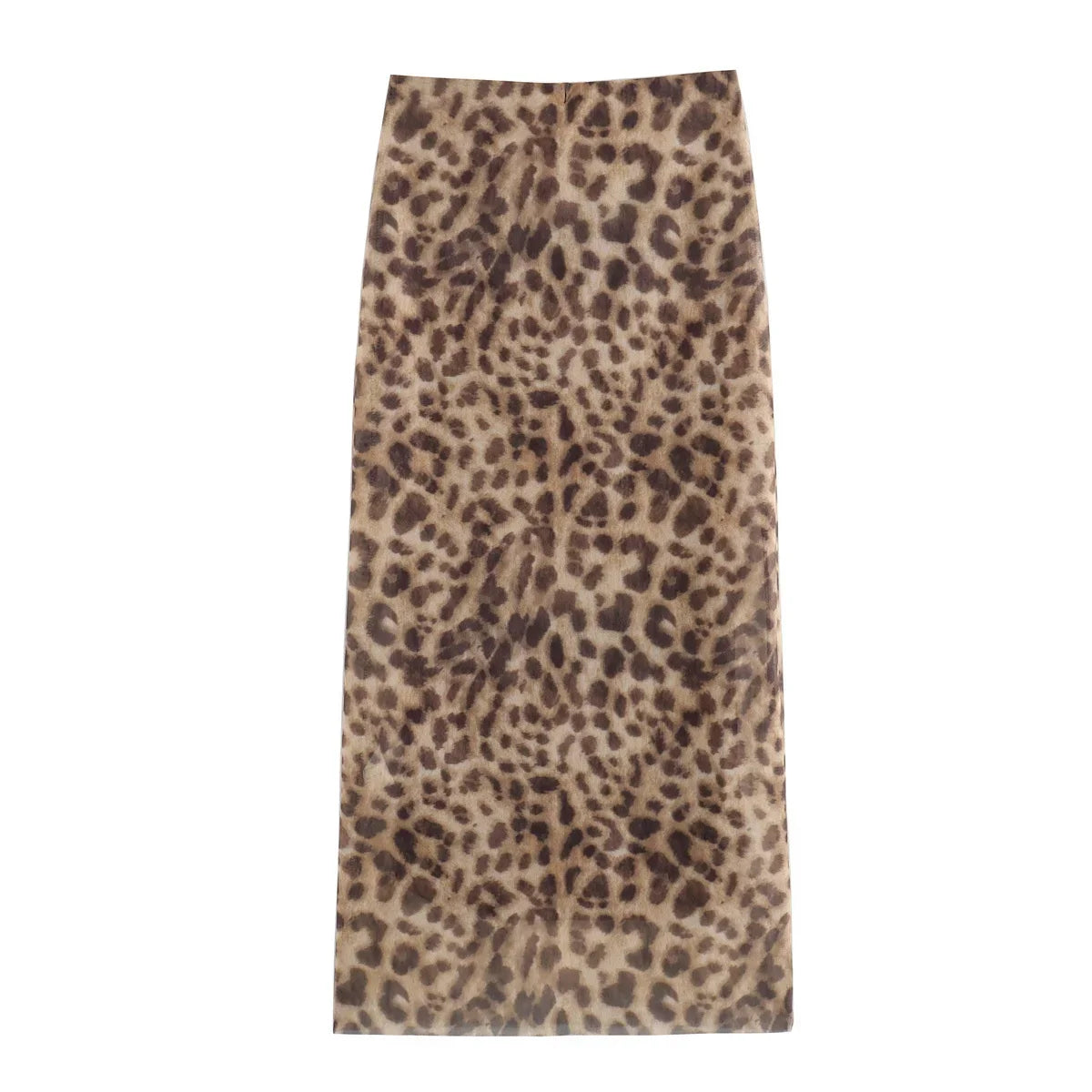 Women’s Leopard Print Tulle Midi Skirt - 2025 Summer High-Waist Elastic Long Skirt for Fashion Streetwear