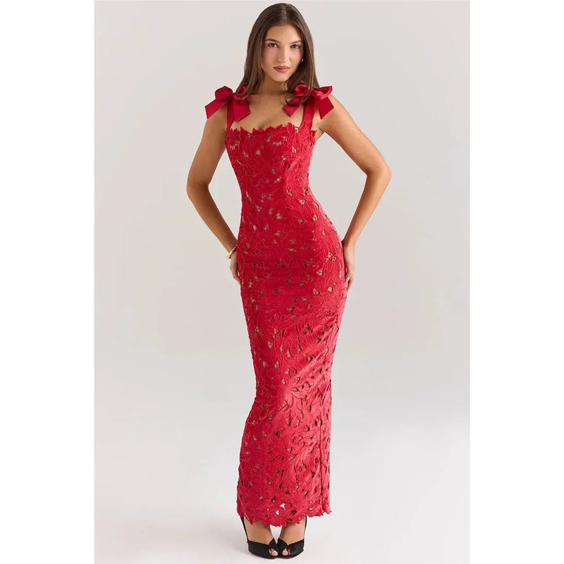 "Mozision Women's Sexy Lace Maxi Dress - Sleeveless Backless Bodycon, New Year's Birthday Club Party Long Dress" - Faith Affinity