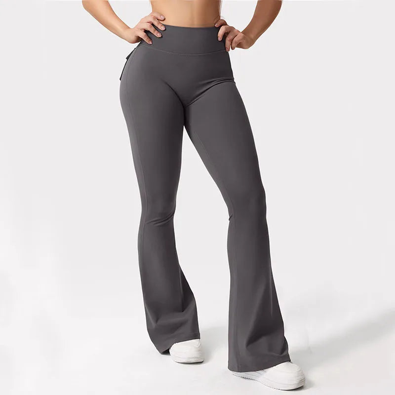 "Women's High-Stretch Wide Leg Yoga Pants - Naked Feeling Compression Fitness Leggings with Pockets for Workwear and Exercise" - Faith Affinity