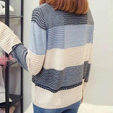 "WTEMPO Women’s Thin Hollow Knit Sweater - Long Sleeve Striped Loose Top for Spring and Autumn Fashion" - Faith Affinity