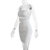 "Women’s Sexy Spaghetti Strap Bodycon Mini Dress - White Backless Party Evening Outfit, Nightclub Vestidos - Faith Affinity