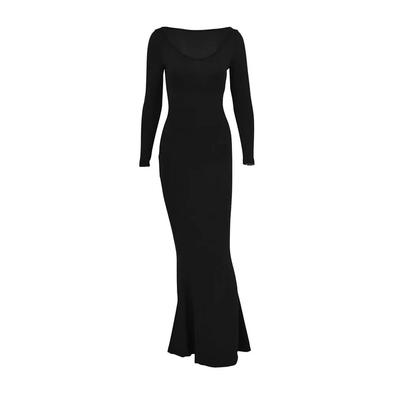 "Sexy Black Long Sleeve Bodycon Maxi Dress – Women's Summer Casual Elegant Party Outfit, Streetwear Club Fashion - Faith Affinity