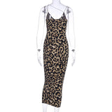 "2025 Women's Leopard Print Sleeveless V-Neck Midi Dress - Sexy Spring Streetwear Christmas Party Outfit, Fashionable Women’s Clothing" - Faith Affinity