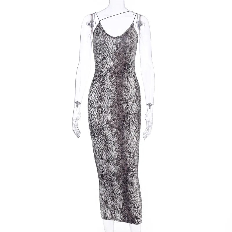 "2025 Women's Leopard Print Sleeveless V-Neck Midi Dress - Sexy Spring Streetwear Christmas Party Outfit, Fashionable Women’s Clothing" - Faith Affinity