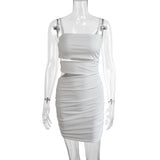 "Women’s Sexy Spaghetti Strap Bodycon Mini Dress - White Backless Party Evening Outfit, Nightclub Vestidos - Faith Affinity