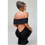 "Mozision Women's Strapless Backless Sexy Maxi Dress - Black Solid Off-Shoulder Sleeveless Bodycon Club Party Long Dress" - Faith Affinity