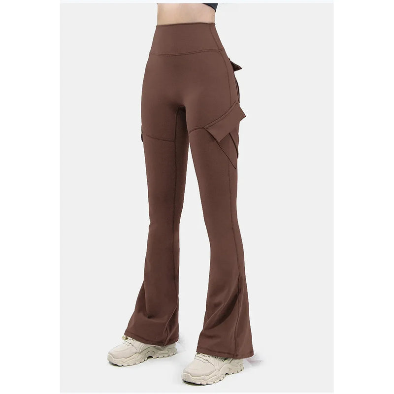 "Women's High-Stretch Wide Leg Yoga Pants - Naked Feeling Compression Fitness Leggings with Pockets for Workwear and Exercise" - Faith Affinity