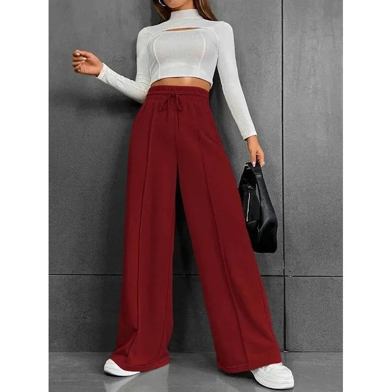 "Women's Autumn 2023 Sports Pants - Loose Fit Straight Tube Wide Leg Casual Dance Pants" - Faith Affinity