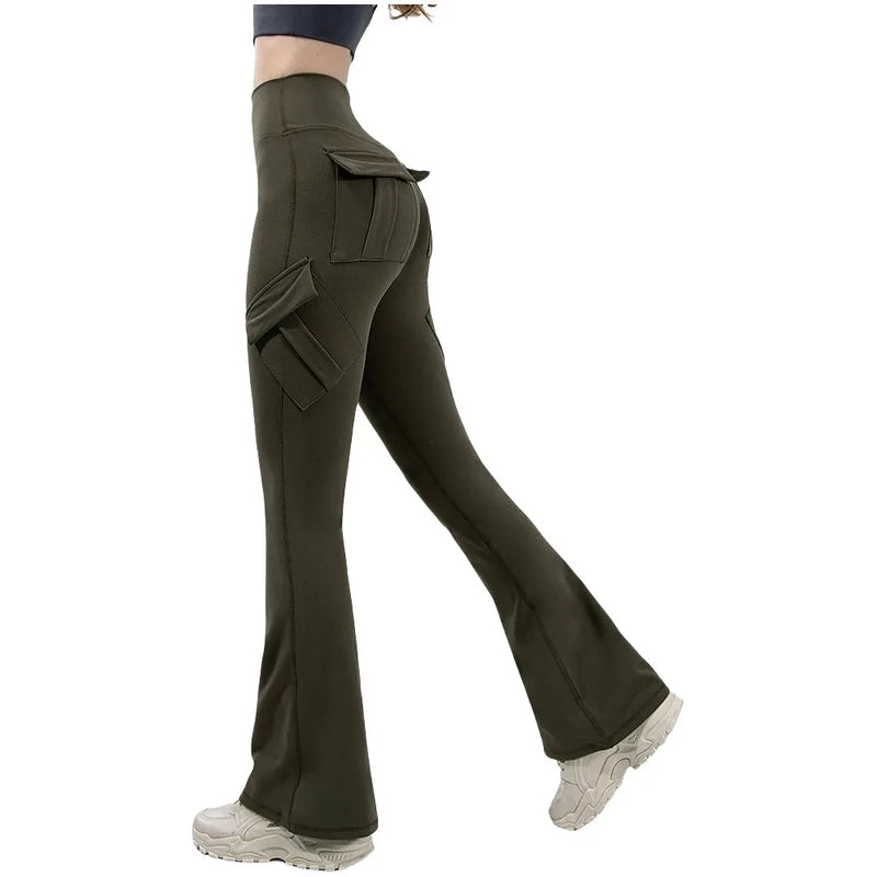 "Women's High-Stretch Wide Leg Yoga Pants - Naked Feeling Compression Fitness Leggings with Pockets for Workwear and Exercise" - Faith Affinity