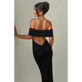 "Mozision Women's Strapless Backless Sexy Maxi Dress - Black Solid Off-Shoulder Sleeveless Bodycon Club Party Long Dress" - Faith Affinity