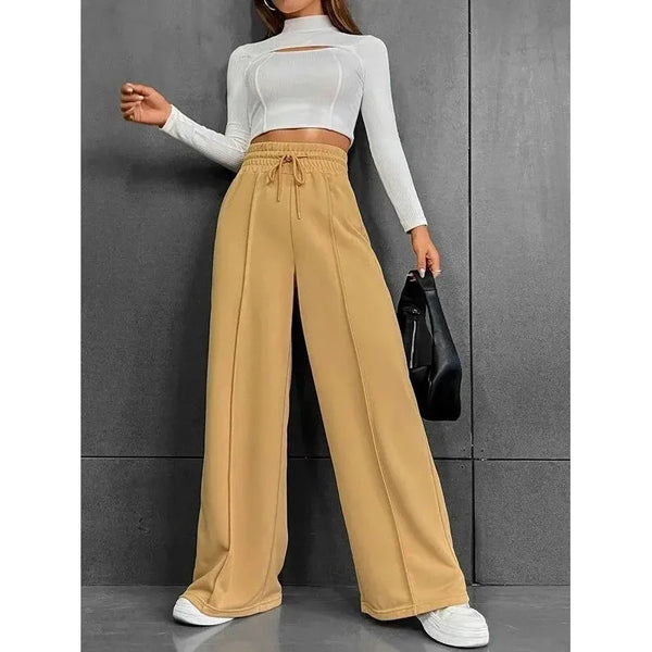 "Women's Autumn 2023 Sports Pants - Loose Fit Straight Tube Wide Leg Casual Dance Pants" - Faith Affinity