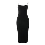 Women’s Summer Black Sexy Bodycon Dress - Sleeveless Backless Spaghetti Strap Casual Clubwear & Elegant Party Outfit - Faith Affinity