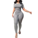 "Women's Lounge Wear Ribbed Casual 2-Piece Summer Shorts Set - Fashion Top & Elastic Leggings Outfits" - Faith Affinity