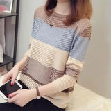 "WTEMPO Women’s Thin Hollow Knit Sweater - Long Sleeve Striped Loose Top for Spring and Autumn Fashion" - Faith Affinity