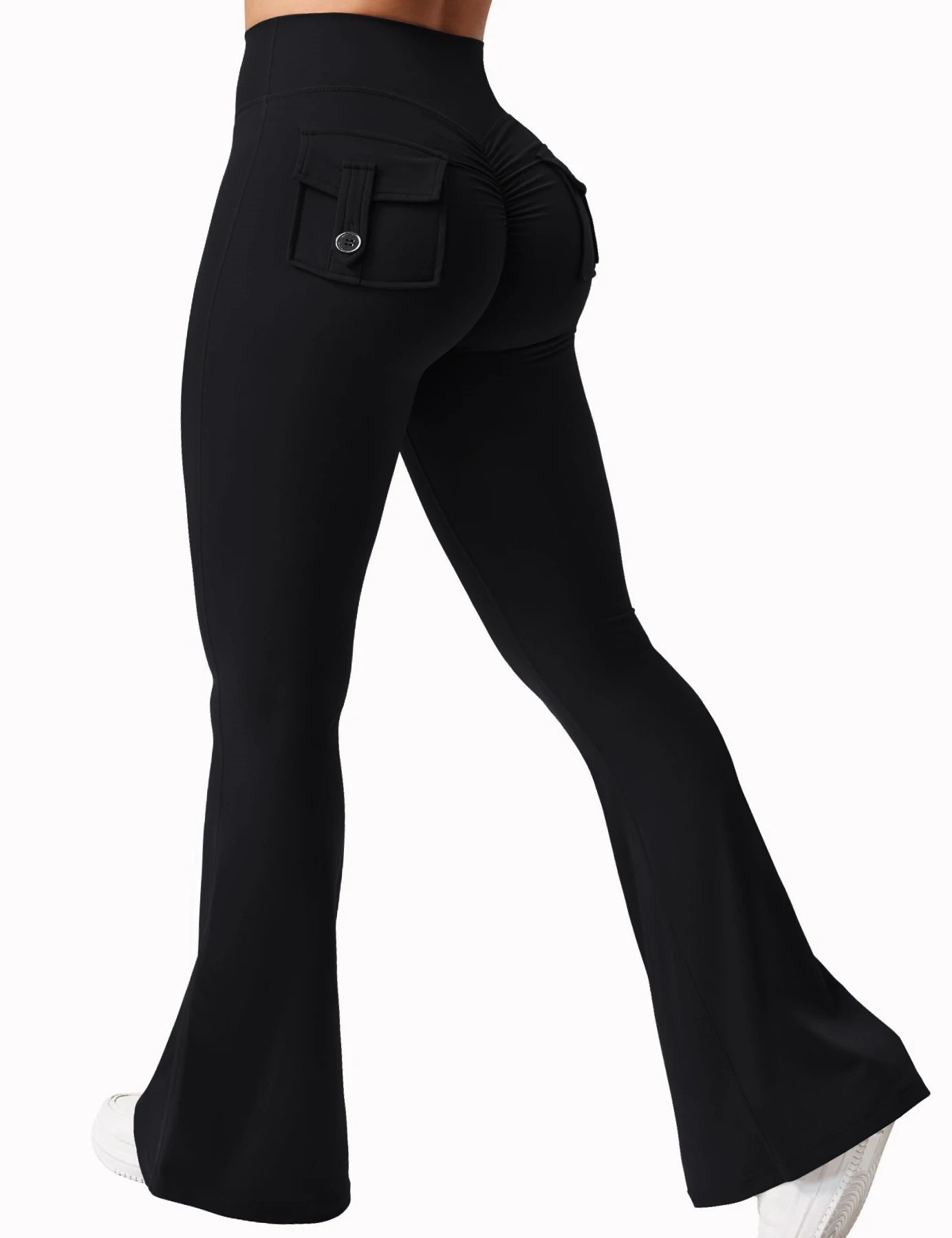 "Women's High-Stretch Wide Leg Yoga Pants - Naked Feeling Compression Fitness Leggings with Pockets for Workwear and Exercise"