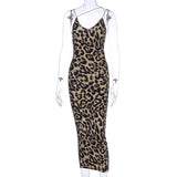 "2025 Women's Leopard Print Sleeveless V-Neck Midi Dress - Sexy Spring Streetwear Christmas Party Outfit, Fashionable Women’s Clothing" - Faith Affinity