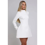 "Mozision Women's Long Sleeve Backless Sexy Mini Dress - Autumn Winter O Neck, High Waist A-Line, Club Party Elegant Dress" - Faith Affinity