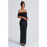 "Mozision Women's Strapless Backless Sexy Maxi Dress - Black Solid Off-Shoulder Sleeveless Bodycon Club Party Long Dress" - Faith Affinity