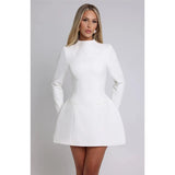 "Mozision Women's Long Sleeve Backless Sexy Mini Dress - Autumn Winter O Neck, High Waist A-Line, Club Party Elegant Dress" - Faith Affinity