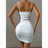 "Women’s Sexy Spaghetti Strap Bodycon Mini Dress - White Backless Party Evening Outfit, Nightclub Vestidos - Faith Affinity