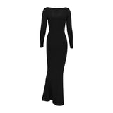 "Sexy Black Long Sleeve Bodycon Maxi Dress – Women's Summer Casual Elegant Party Outfit, Streetwear Club Fashion - Faith Affinity