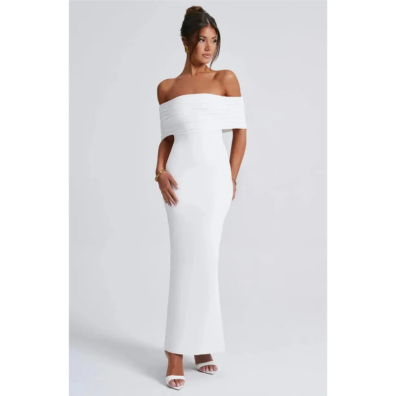 "Mozision Women's Strapless Backless Sexy Maxi Dress - Black Solid Off-Shoulder Sleeveless Bodycon Club Party Long Dress" - Faith Affinity