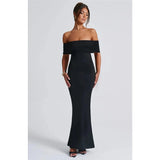 "Mozision Women's Strapless Backless Sexy Maxi Dress - Black Solid Off-Shoulder Sleeveless Bodycon Club Party Long Dress" - Faith Affinity