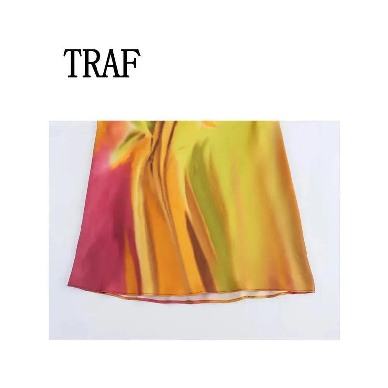 TRAF 2024 Women’s Summer Retro Halter Tie-Dye Dress - Bohemian Style Sleeveless Elegant Fashion Dress - Faith Affinity