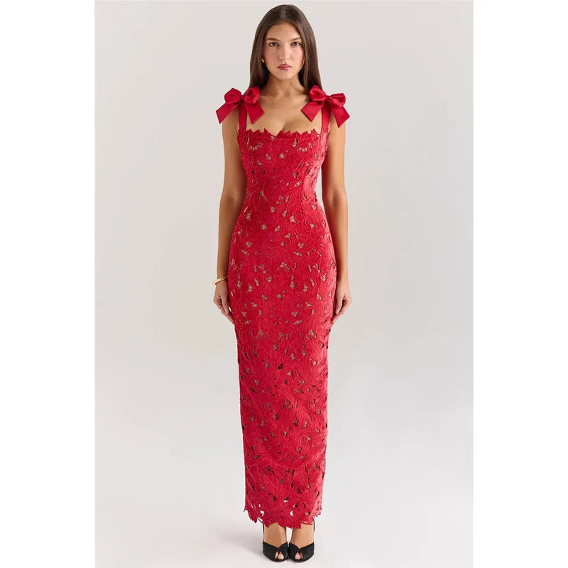 "Mozision Women's Sexy Lace Maxi Dress - Sleeveless Backless Bodycon, New Year's Birthday Club Party Long Dress" - Faith Affinity