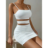 "Women’s Sexy Spaghetti Strap Bodycon Mini Dress - White Backless Party Evening Outfit, Nightclub Vestidos - Faith Affinity