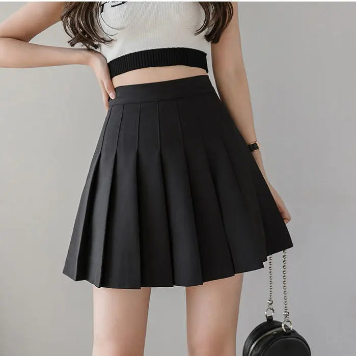 "Women's High Waist Pleated Mini Skirt - 2025 Summer Japanese School Kawaii Pink Plaid Harajuku Fashion" - Faith Affinity