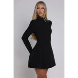 "Mozision Women's Long Sleeve Backless Sexy Mini Dress - Autumn Winter O Neck, High Waist A-Line, Club Party Elegant Dress" - Faith Affinity