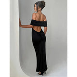 "Mozision Women's Strapless Backless Sexy Maxi Dress - Black Solid Off-Shoulder Sleeveless Bodycon Club Party Long Dress" - Faith Affinity