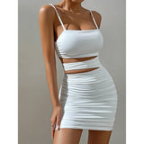 "Women’s Sexy Spaghetti Strap Bodycon Mini Dress - White Backless Party Evening Outfit, Nightclub Vestidos - Faith Affinity