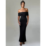 "Mozision Women's Strapless Backless Sexy Maxi Dress - Black Solid Off-Shoulder Sleeveless Bodycon Club Party Long Dress" - Faith Affinity