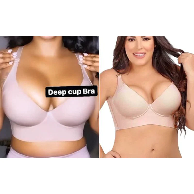 Women's Deep Cup Bra Hide Back Fat Full Back Coverage Push Up Bra With Shapewear Incorporated